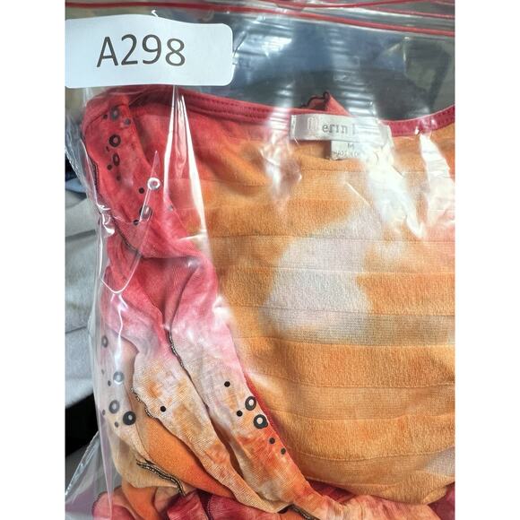 VTG 90s Y2K Ruffle Babydoll Tie Dye V-neck Medium Top Fairy Whimsigoth Mesh - Picture 10 of 10